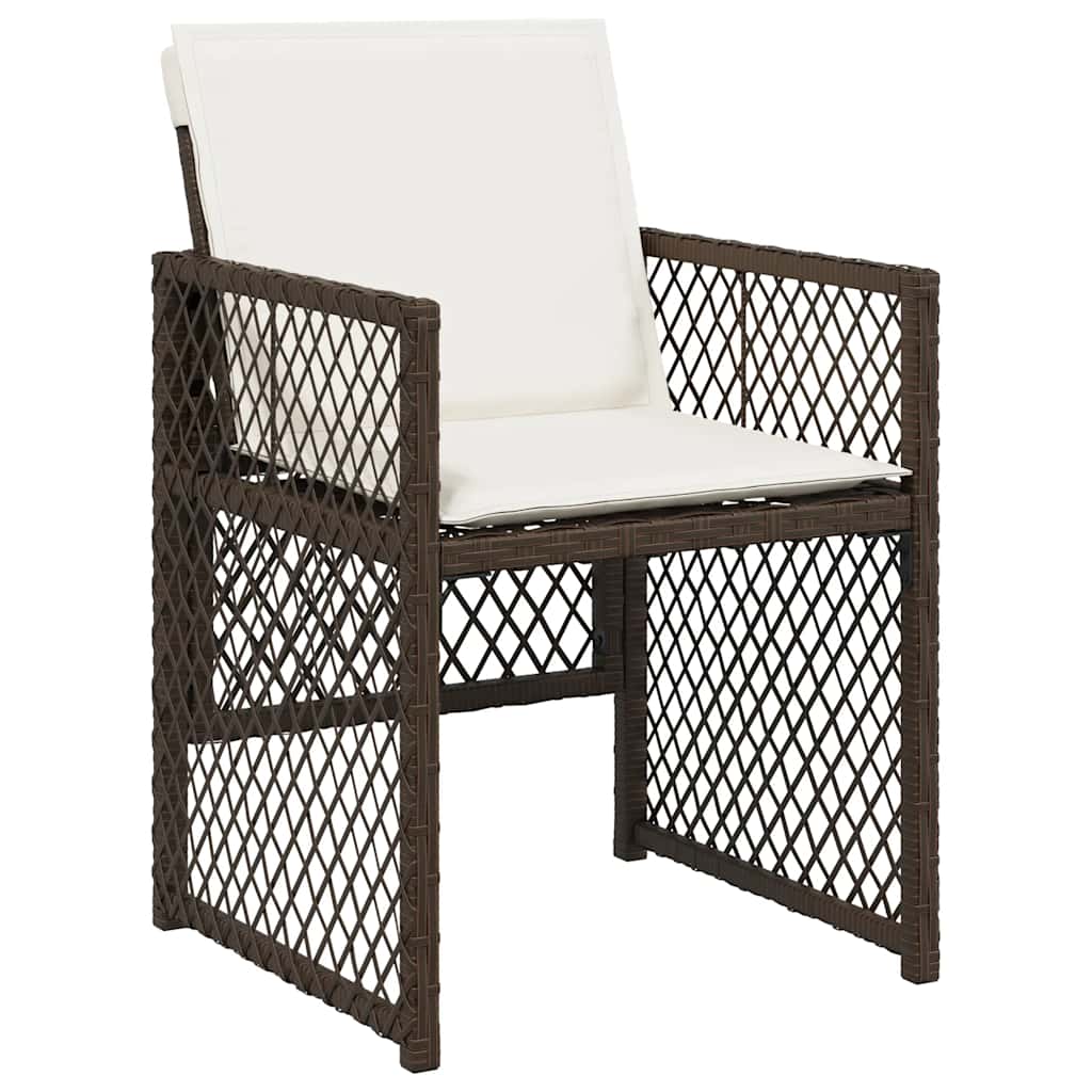 vidaXL 13 Piece Garden Dining Set with Cushions Brown Poly Rattan
