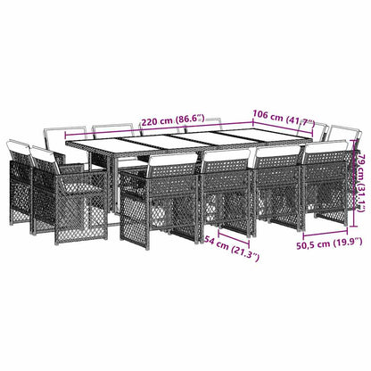 vidaXL 13 Piece Garden Dining Set with Cushions Light Grey Poly Rattan