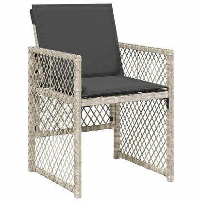 vidaXL 15 Piece Garden Dining Set with Cushions Light Grey Poly Rattan