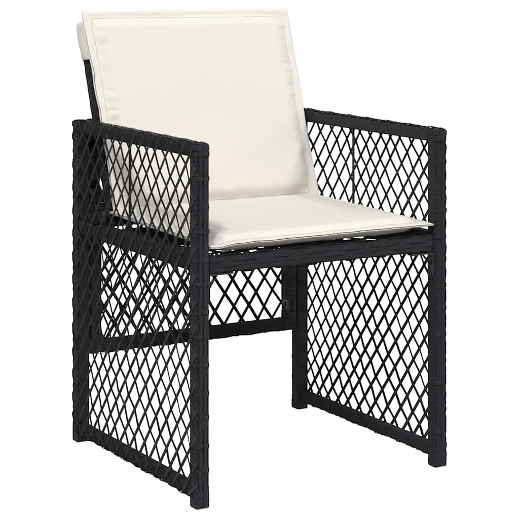 vidaXL 17 Piece Garden Dining Set with Cushions Black Poly Rattan