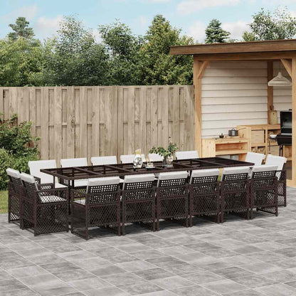 vidaXL 17 Piece Garden Dining Set with Cushions Brown Poly Rattan