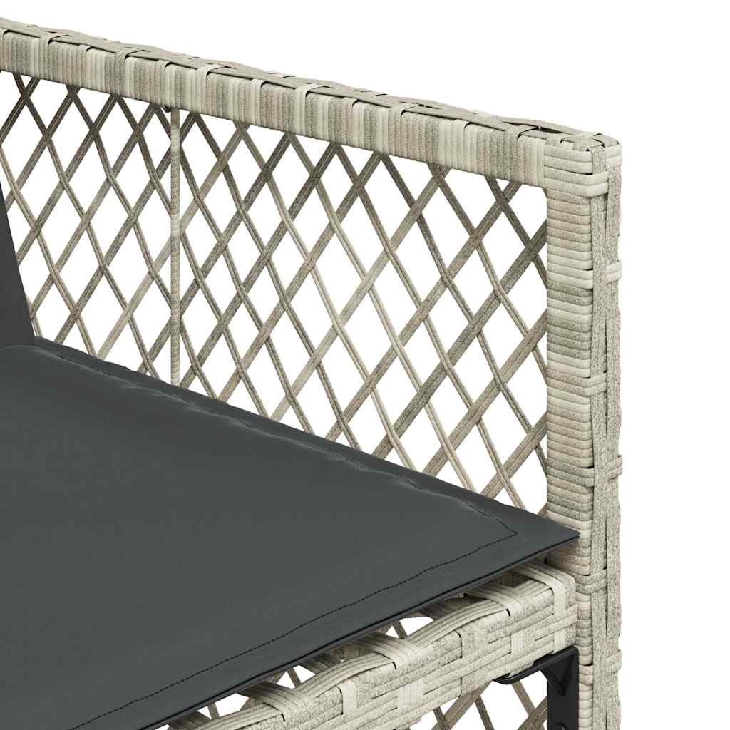 vidaXL 17 Piece Garden Dining Set with Cushions Light Grey Poly Rattan