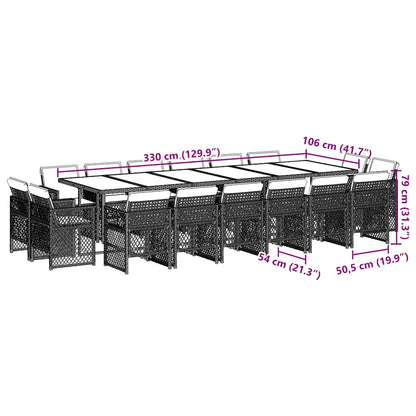 vidaXL 17 Piece Garden Dining Set with Cushions Mix Beige Poly Rattan