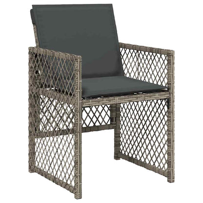 vidaXL 17 Piece Garden Dining Set with Cushions Grey Poly Rattan