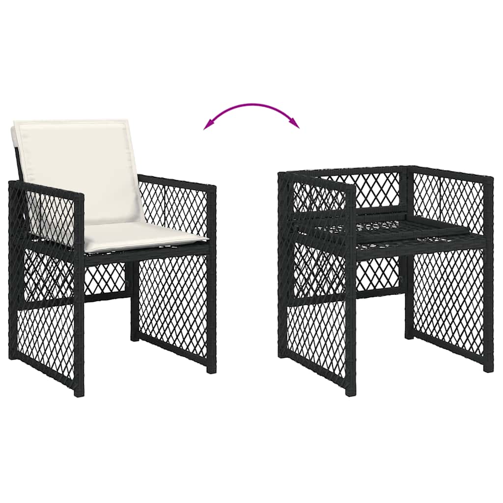 vidaXL 17 Piece Garden Dining Set with Cushions Black Poly Rattan