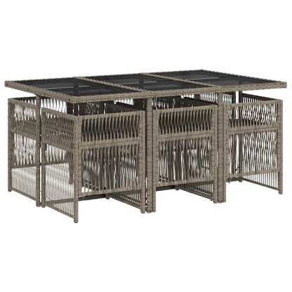 vidaXL 7 Piece Garden Dining Set with Cushions Grey Poly Rattan