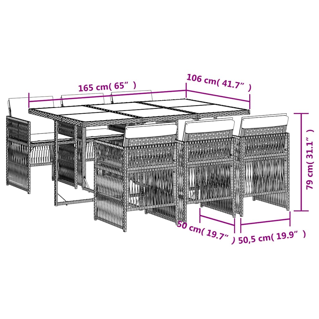 vidaXL Garden Dining Set | Grey and Black