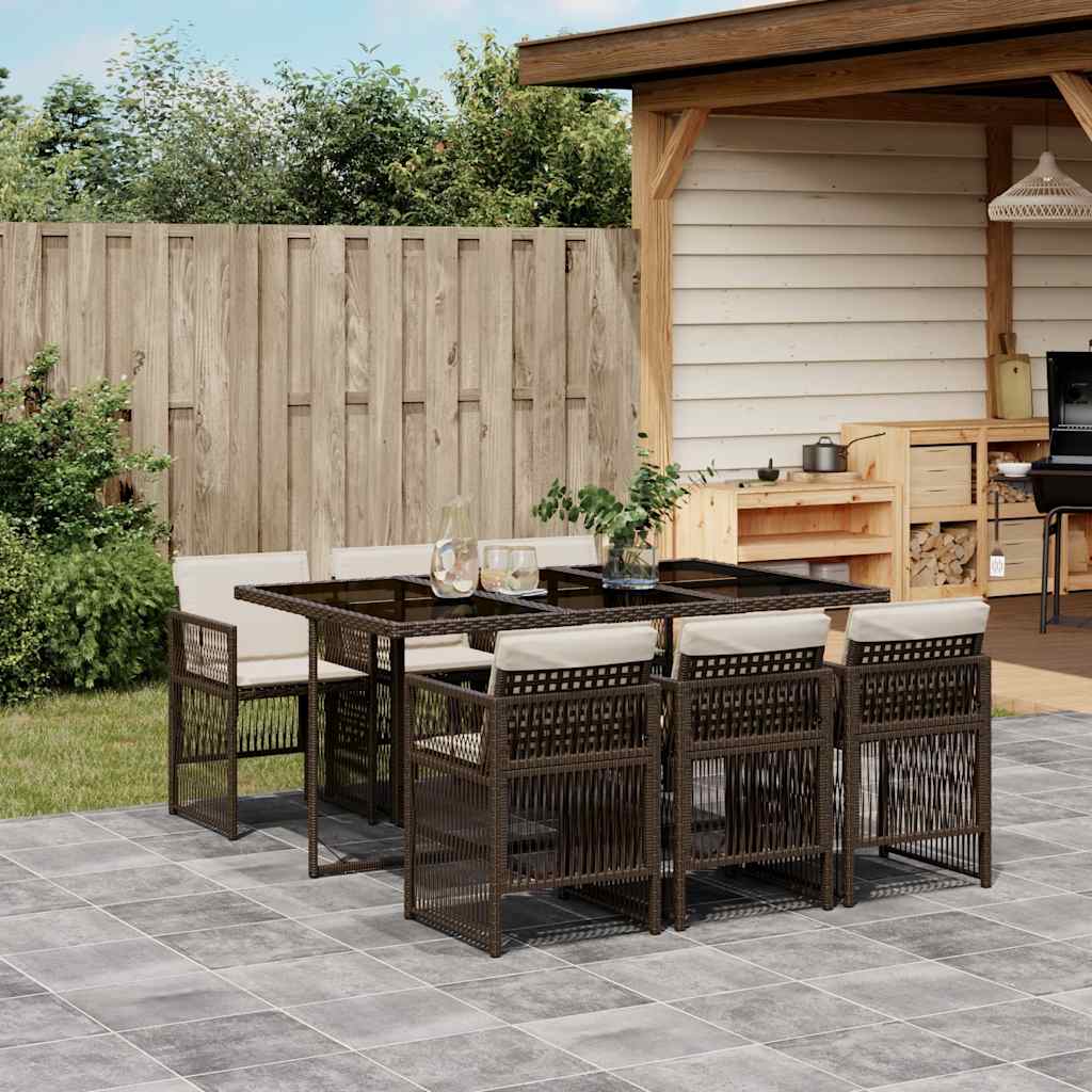 vidaXL Garden Dining Set | Brown and cream
