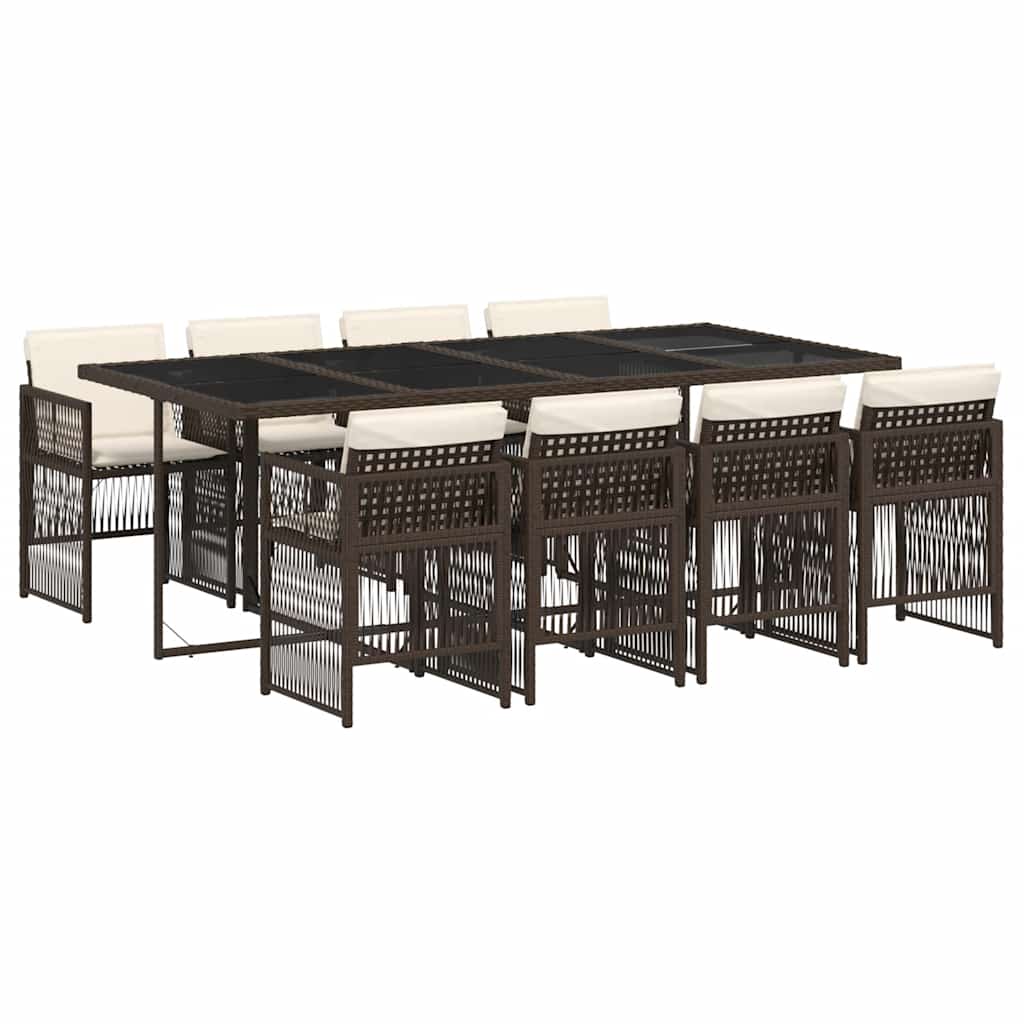 vidaXL Garden Dining Set | Brown, Cream White, Black