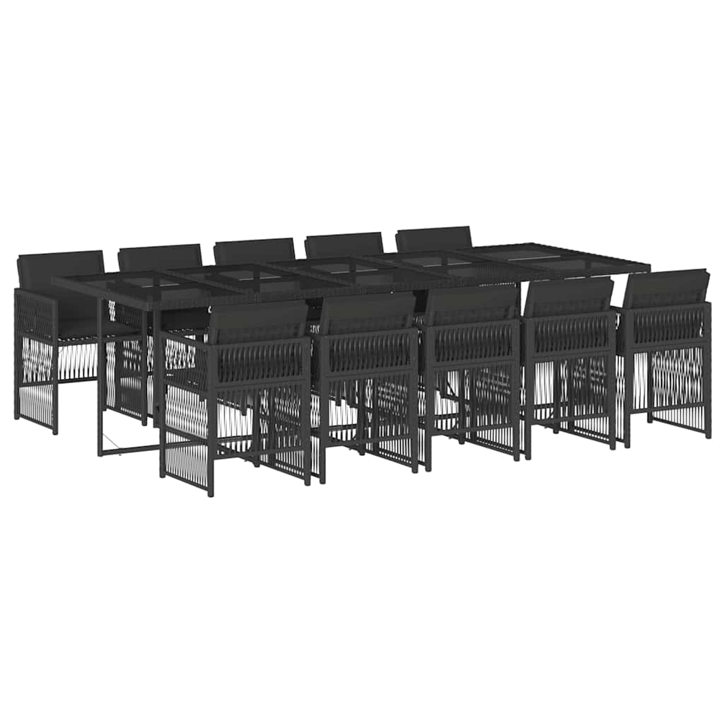 vidaXL Garden Dining Set | Black | Poly Rattan | 10-seater | Foldable