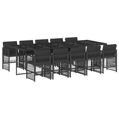 vidaXL Garden Dining Set | Black | Poly Rattan | 10-seater | Foldable