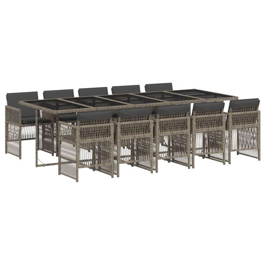 vidaXL Garden Dining Set | Grey | PE rattan | 10-seater | Foldable