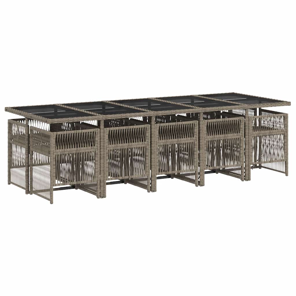vidaXL Garden Dining Set | Grey | PE rattan | 10-seater | Foldable