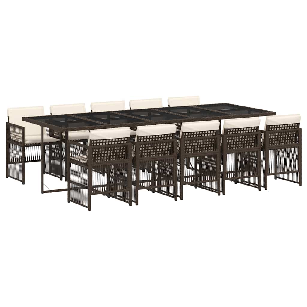 vidaXL Garden Dining Set | Brown | PE rattan | Large | Foldable