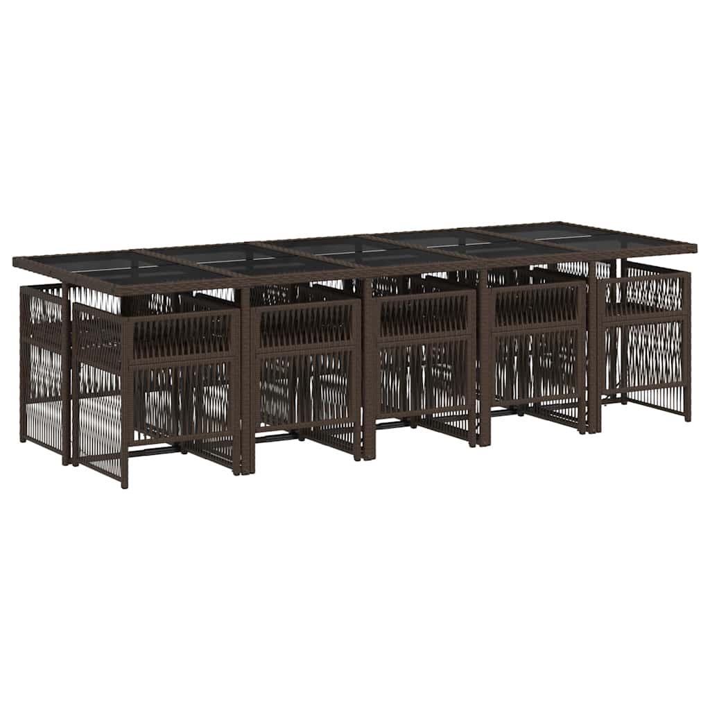 vidaXL Garden Dining Set | Brown | PE rattan | Large | Foldable