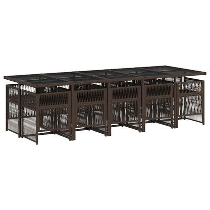 vidaXL Garden Dining Set | Brown | PE rattan | Large | Foldable