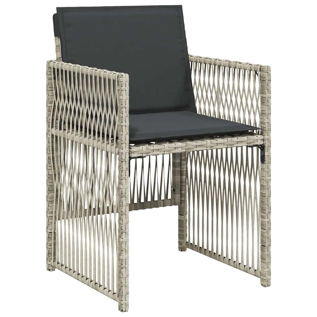 vidaXL 11 Piece Garden Dining Set with Cushions Light Grey Poly Rattan