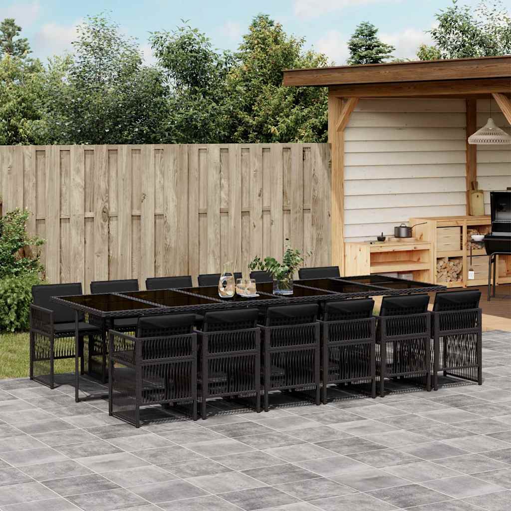 vidaXL Garden Dining Set | Black | PE Rattan | 12-seater | Stackable