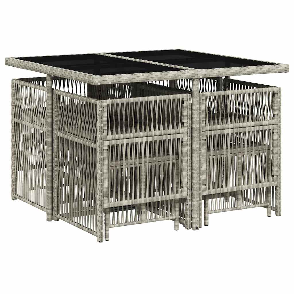 vidaXL 9 Piece Garden Dining Set with Cushions Light Grey Poly Rattan