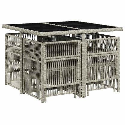 vidaXL 9 Piece Garden Dining Set with Cushions Light Grey Poly Rattan