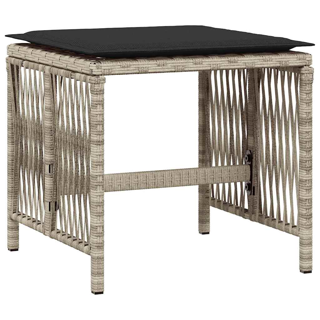 vidaXL 15 Piece Garden Dining Set with Cushions Light Grey Poly Rattan