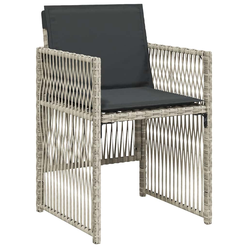 vidaXL 9 Piece Garden Dining Set with Cushions Light Grey Poly Rattan