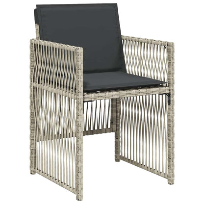 vidaXL 11 Piece Garden Dining Set with Cushions Light Grey Poly Rattan