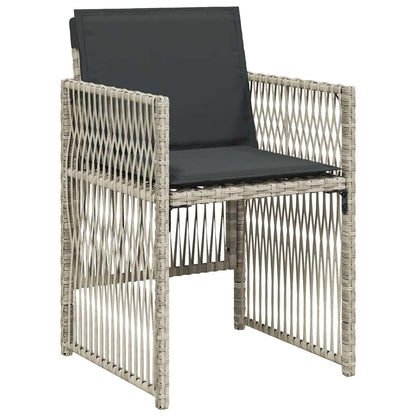 vidaXL 15 Piece Garden Dining Set with Cushions Light Grey Poly Rattan