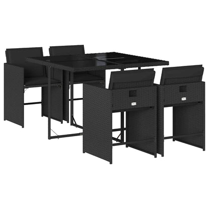 vidaXL Garden Dining Set | Black | PE rattan | 4-seater | Foldable