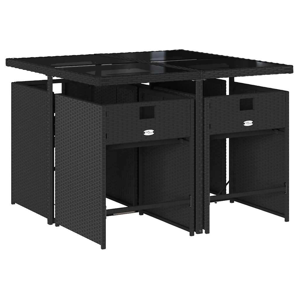 vidaXL Garden Dining Set | Black | PE rattan | 4-seater | Foldable