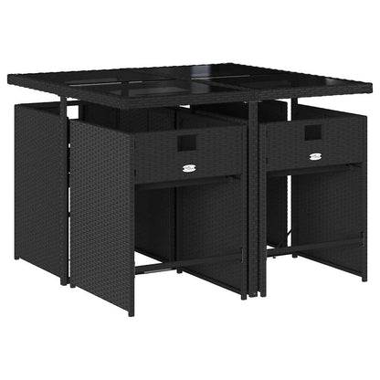 vidaXL Garden Dining Set | Black | PE rattan | 4-seater | Foldable