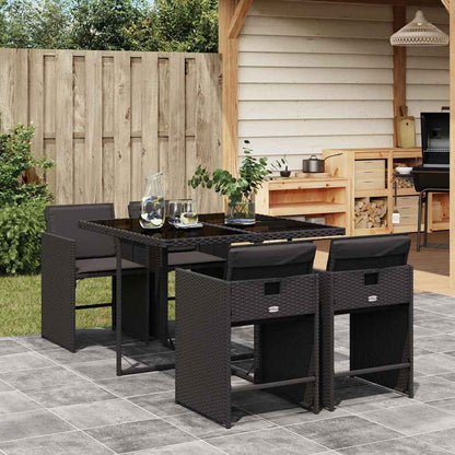 vidaXL Garden Dining Set | Black | PE rattan | 4-seater | Foldable