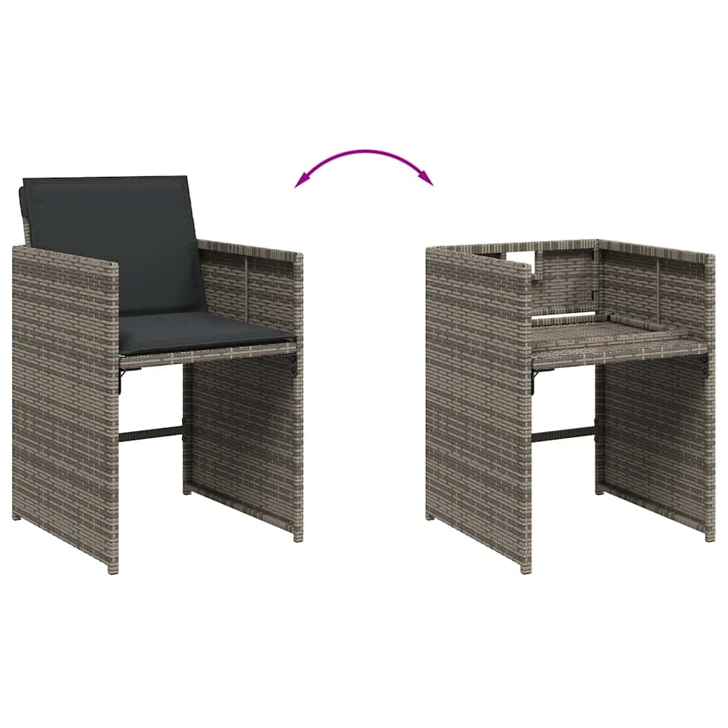vidaXL 5 Piece Garden Dining Set with Cushions Grey Poly Rattan