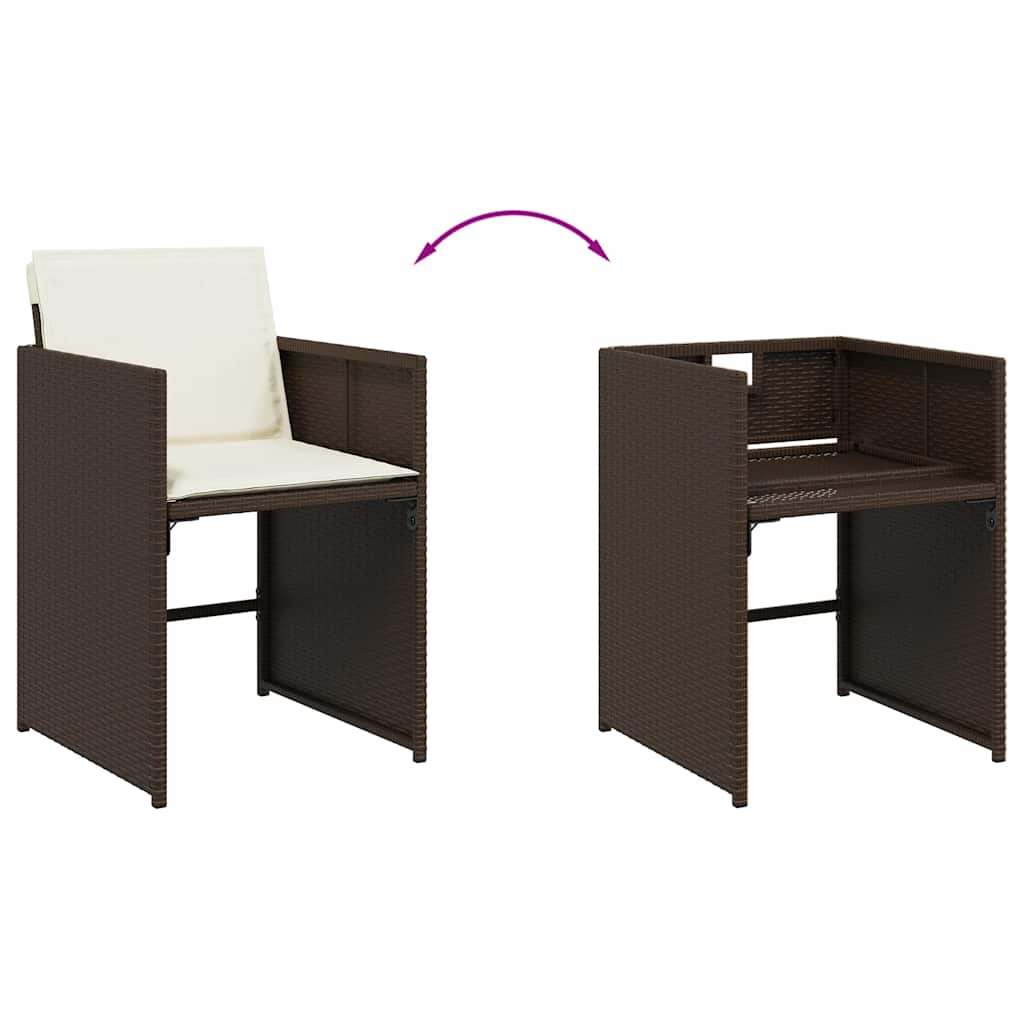 vidaXL Garden Dining Set | Brown | Poly Rattan | Four-seater | Stackable