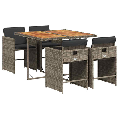 vidaXL Garden Dining Set | Grey | Poly Rattan | Medium | Collapsible