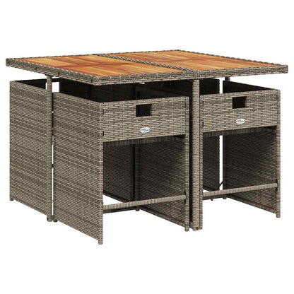 vidaXL Garden Dining Set | Grey | Poly Rattan | Medium | Collapsible