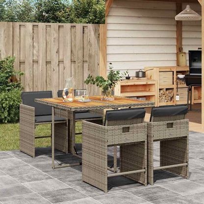 vidaXL Garden Dining Set | Grey | Poly Rattan | Medium | Collapsible