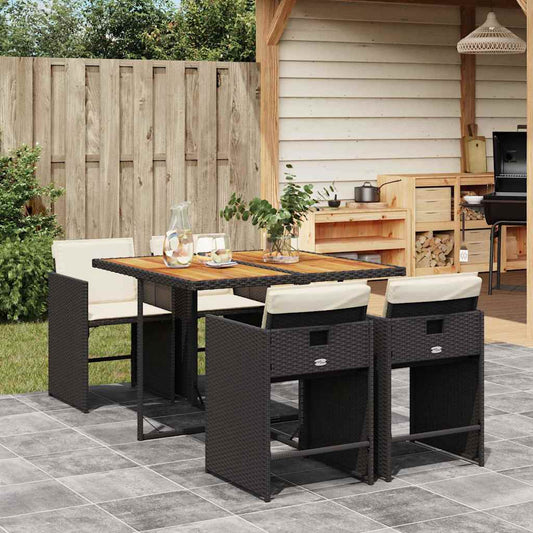 vidaXL Garden Dining Set | Black, Brown, Cream White