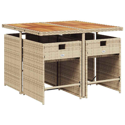 vidaXL 5 Piece Garden Dining Set with Cushions Beige Poly Rattan