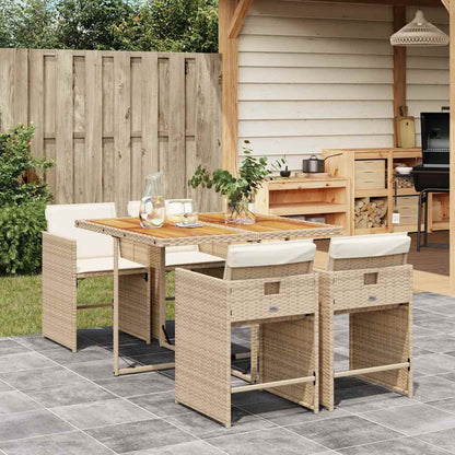 vidaXL 5 Piece Garden Dining Set with Cushions Beige Poly Rattan