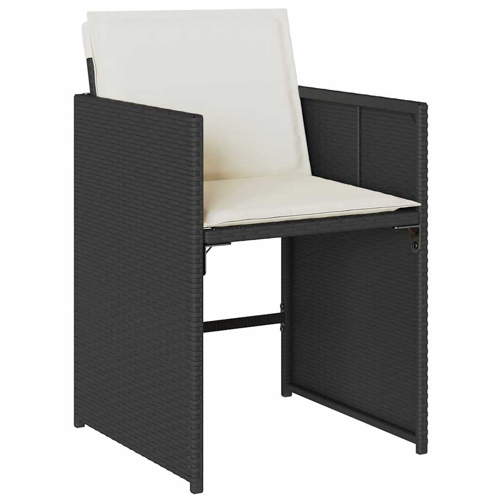vidaXL Garden Dining Set | Black | PE rattan | 7 Piece Set | Foldable