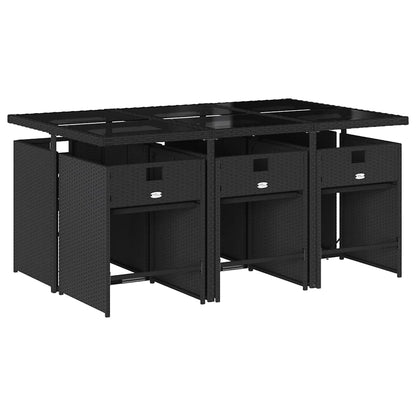 vidaXL Garden Dining Set | Black | PE Rattan | 6-seater | Foldable