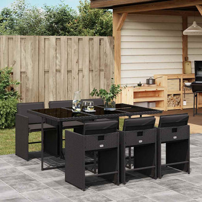 vidaXL Garden Dining Set | Black | PE Rattan | 6-seater | Foldable