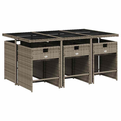 vidaXL Garden Dining Set | Grey | PE Rattan | 7 Piece | Removable Covers