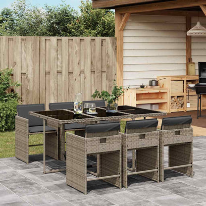 vidaXL Garden Dining Set | Grey | PE Rattan | 7 Piece | Removable Covers