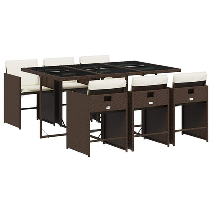 vidaXL Garden Dining Set | Brown, Cream White, Black