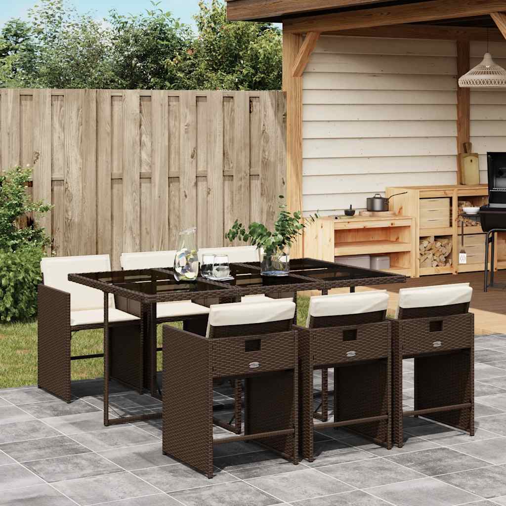 vidaXL Garden Dining Set | Brown, Cream White, Black