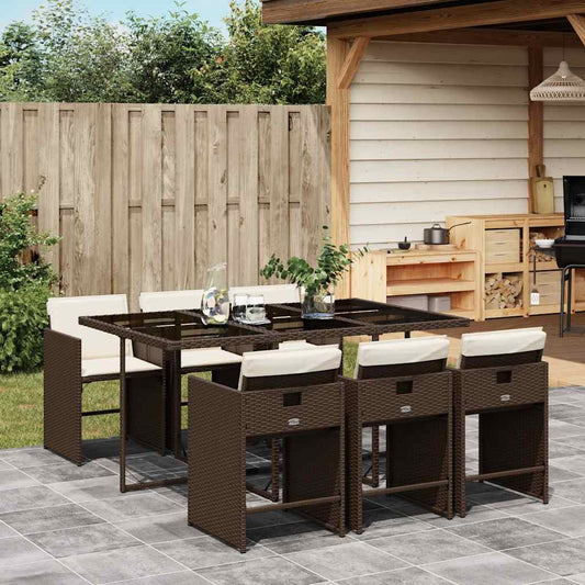 vidaXL Garden Dining Set | Brown, Cream White, Black