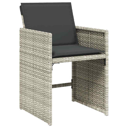vidaXL 7 Piece Garden Dining Set with Cushions Light Grey Poly Rattan