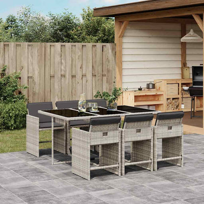 vidaXL 7 Piece Garden Dining Set with Cushions Light Grey Poly Rattan